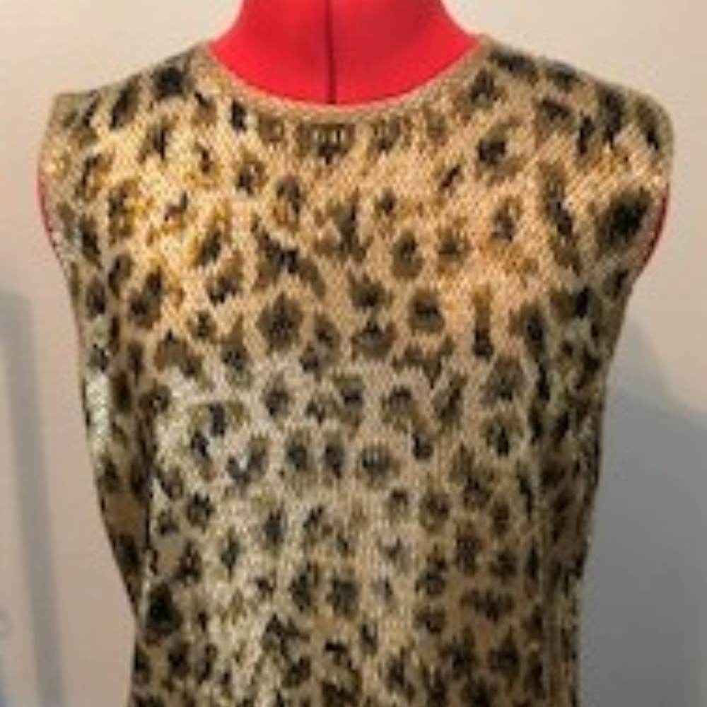 Beaded animal print top-Vintage Dana Buchman